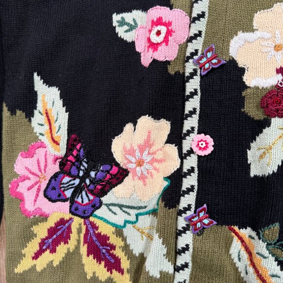 Vintage Storybook Knits Cardigan Sweater Butterfly Grannycore Novelty M - Picture 3 of 6
